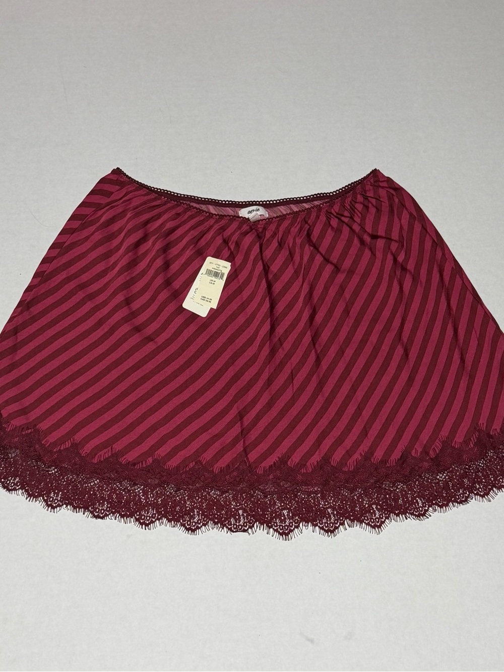 Aerie Burgundy and Dark Red Striped Mini Skirt